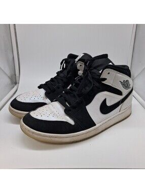 Nike Air Jordan 1 Mid SE Diamond DH6933-100 Men's 9.5 Black White High Top Shoes